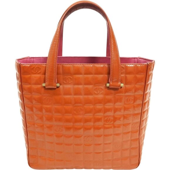 (EHY) Chanel Hand Bag Orange Patent Leather - Picture 1 of 9